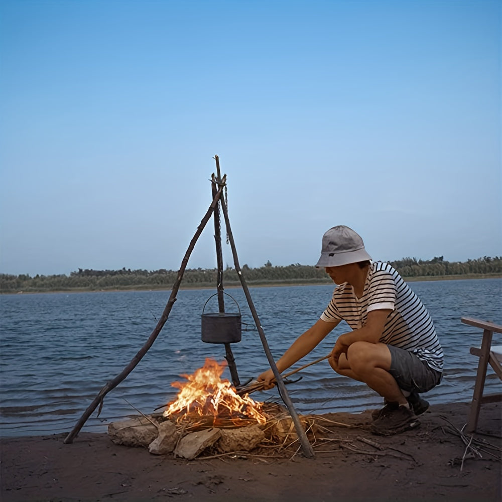 Portable Camping Gear and Equipment  Detachable Outdoor Barbecue Tripod Hanging Rack  Campfire Cooking Accessories Set