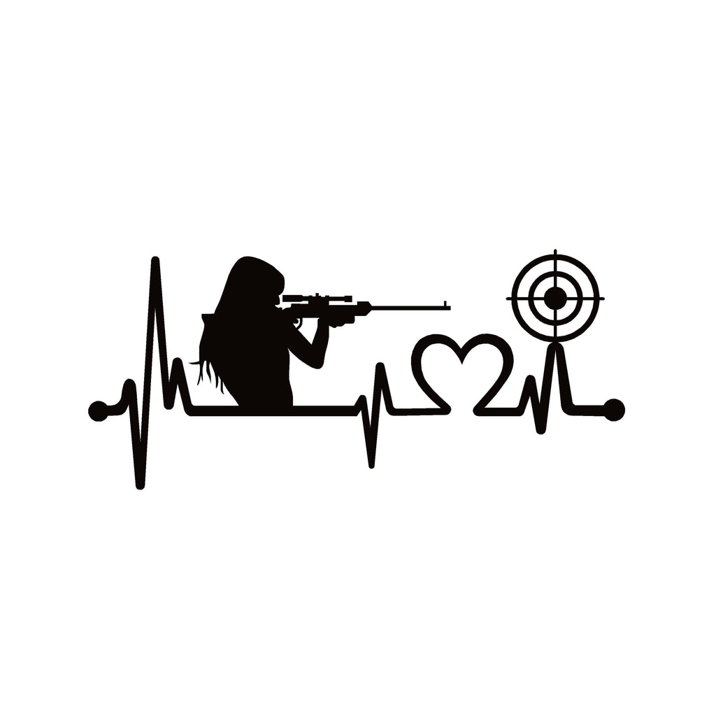 Female Shooting Rifle Lifeline Target Shooting Window Decal Sticker - 7446