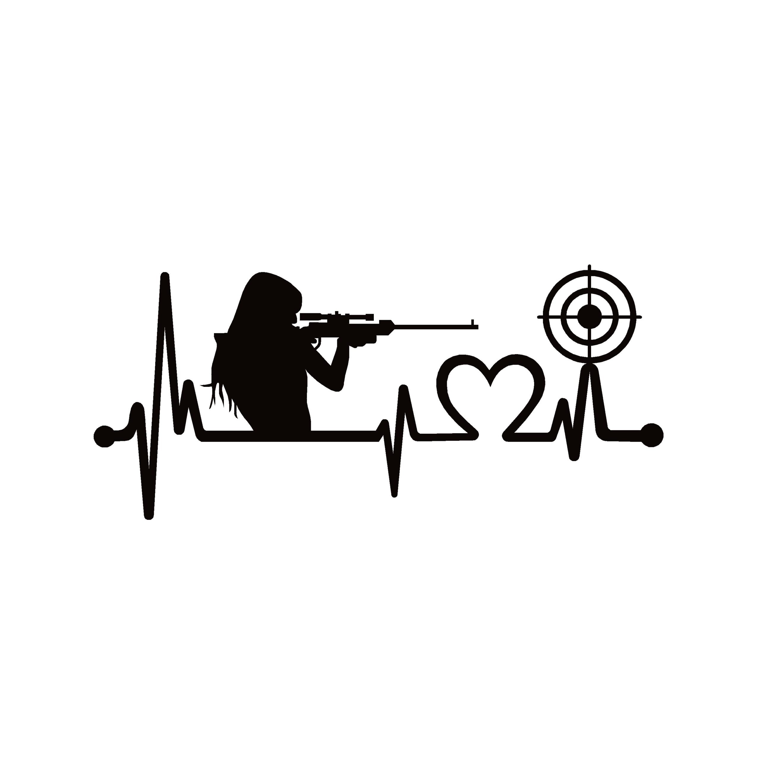 Female Shooting Rifle Lifeline Target Shooting Window Decal Sticker - 7446