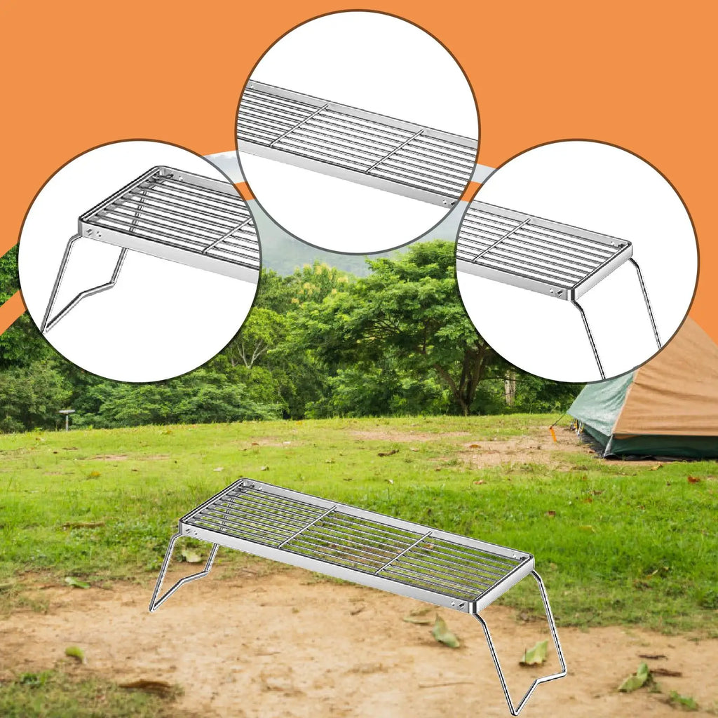 Multipurpose Folding Campfire Grill Rack Space Saving Practical Outdoor BBQ Cooking Grilling Equipment for Camping Travel