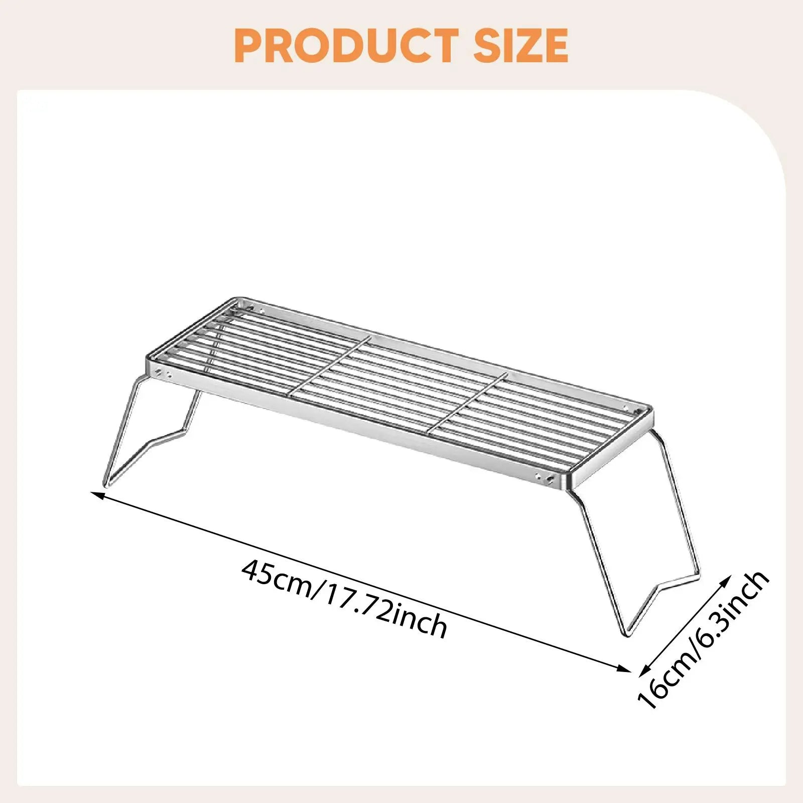 Multipurpose Folding Campfire Grill Rack Space Saving Practical Outdoor BBQ Cooking Grilling Equipment for Camping Travel