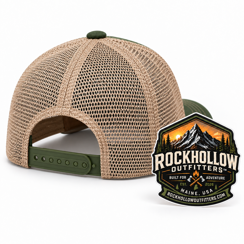 RockHollow Outfitters™ Trucker Hat & 3″ Decal Bundle