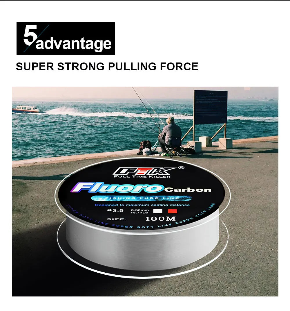 FTK 100m  4.13-34.32LB Fluorocarbon Fishing Lure Line Carbon Fiber Leader Fly Fishing Line Super Soft Line Pesca