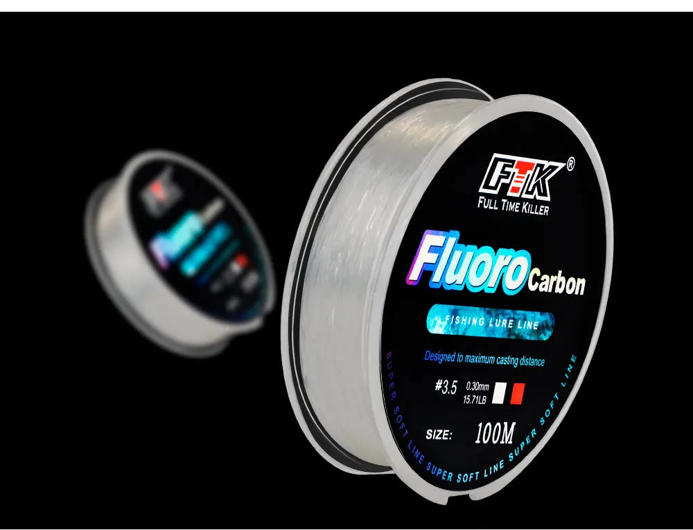FTK 100m  4.13-34.32LB Fluorocarbon Fishing Lure Line Carbon Fiber Leader Fly Fishing Line Super Soft Line Pesca