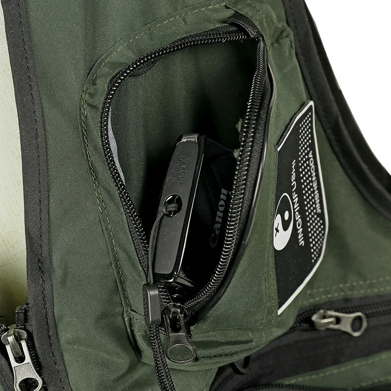 Fishing Vest Detachable Multiple Pockets Breathable Grid Mesh Comfortable Wear-Resisting with Reflective Stripe