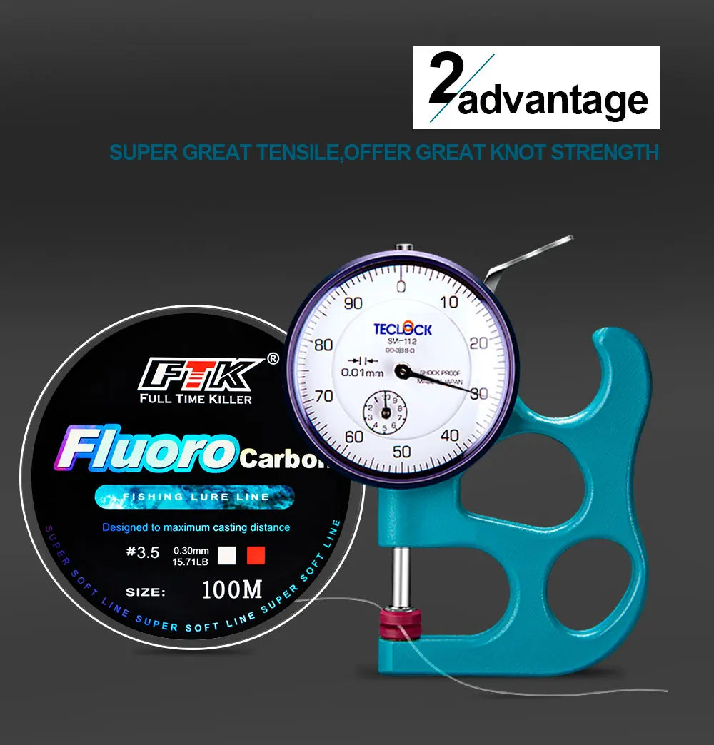 FTK 100m  4.13-34.32LB Fluorocarbon Fishing Lure Line Carbon Fiber Leader Fly Fishing Line Super Soft Line Pesca
