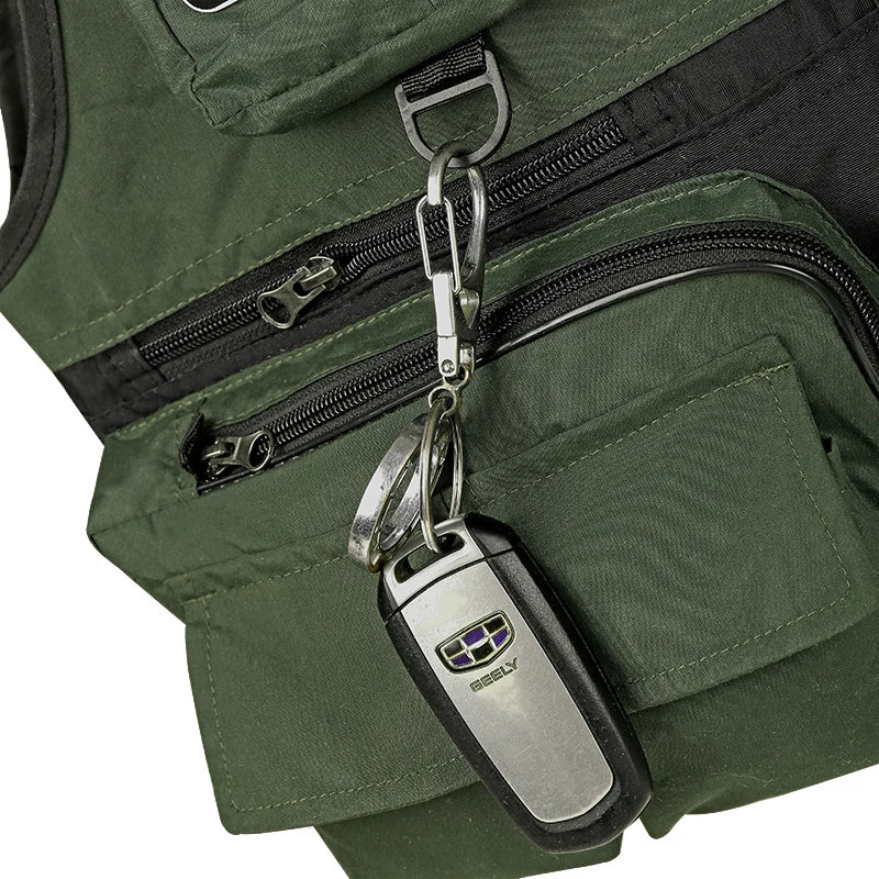 Fishing Vest Detachable Multiple Pockets Breathable Grid Mesh Comfortable Wear-Resisting with Reflective Stripe