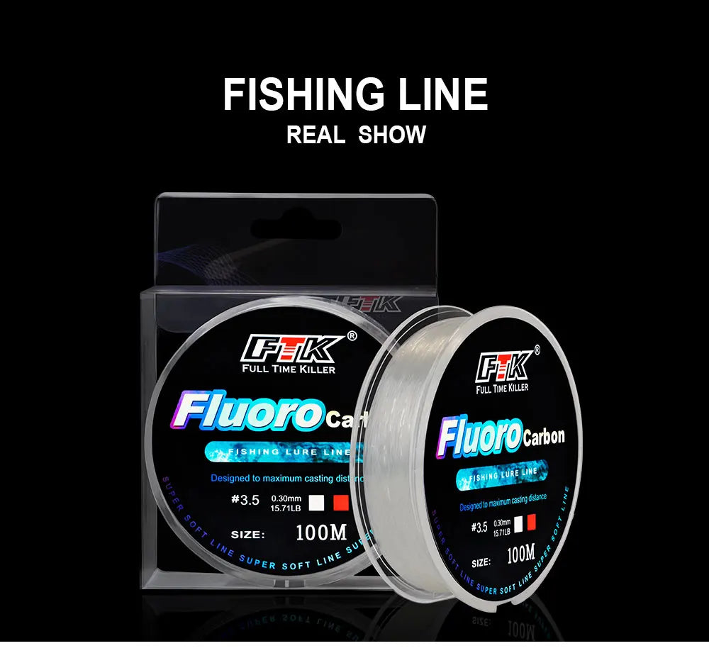 FTK 100m  4.13-34.32LB Fluorocarbon Fishing Lure Line Carbon Fiber Leader Fly Fishing Line Super Soft Line Pesca