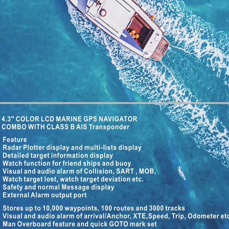 HP-528A 4.3-inch Color LCD Chart Plotter Built-in Class B+ AIS Transponder Combo High Sensitivity Marine GPS Navigator