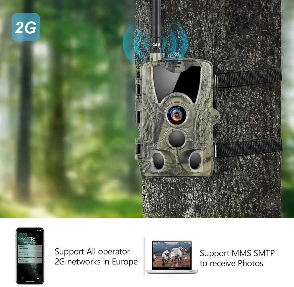 2G Hunting Trail Camera 20MP 1080P MMS/SMTP/SMS Wireless Wildlife Cameras Photo Traps HC801M Night Vision Hunter Chasse
