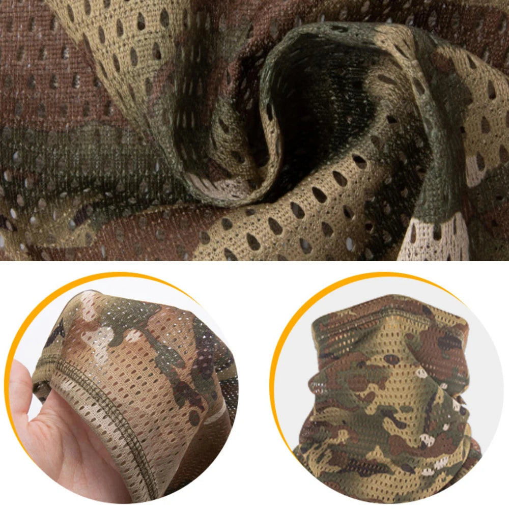 Camouflage Windproof Neck Gaiter Scarf Outdoor Sports Half Face Mask Running Skiing Cycling Bandana Breathable Motorcycle Mask
