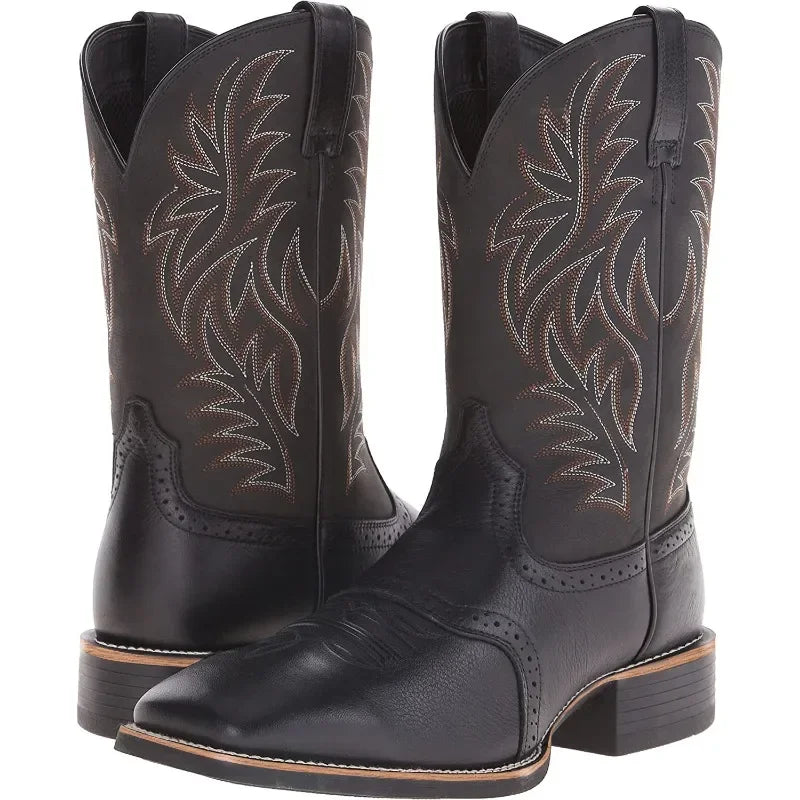 Men High Boots Embroidery Handmade Men's Boots Western Cowboy Boot Pointed Toe Boots Hand Stitching Outdoor Men's Shoes