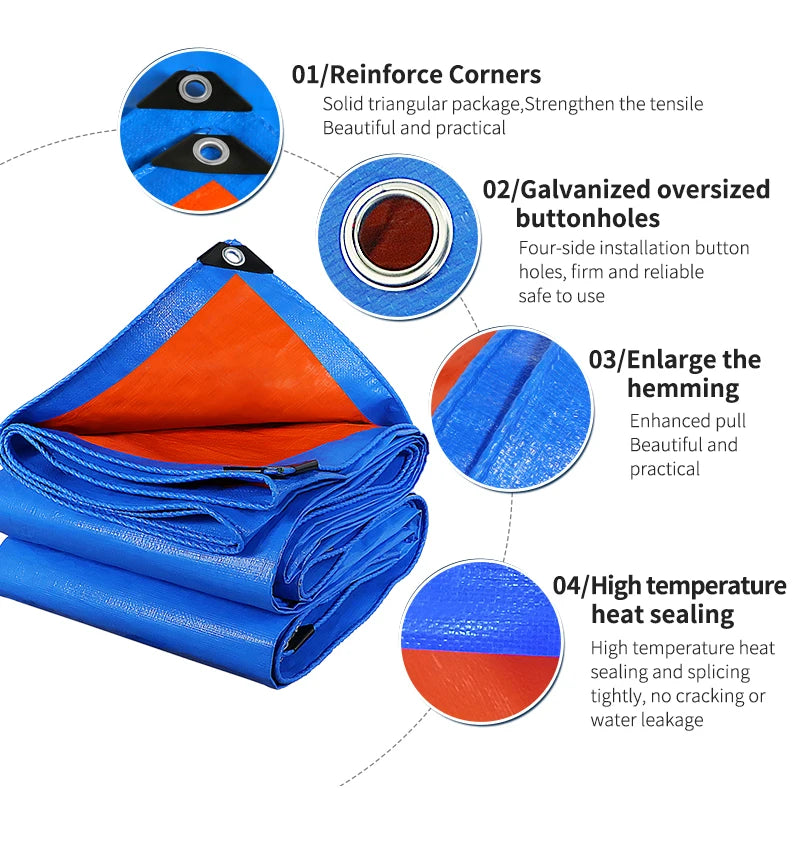 Tarpaulin Awning Durable Tarp Rectangle Sun Shade Patio Sunrays UV Block Waterproof Rain Cover Camping Outdoor Facility Backyard