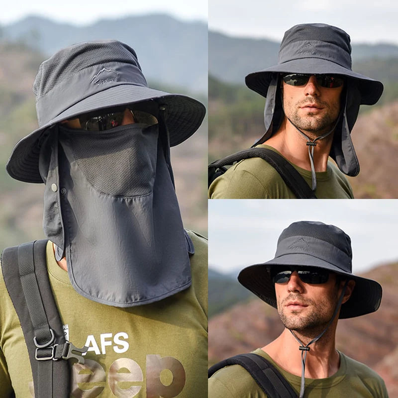 Fisherman's hat, male/womans sun hat, summer outdoor quick drying sun hat, fishing breathable sun hat, female face mask hat