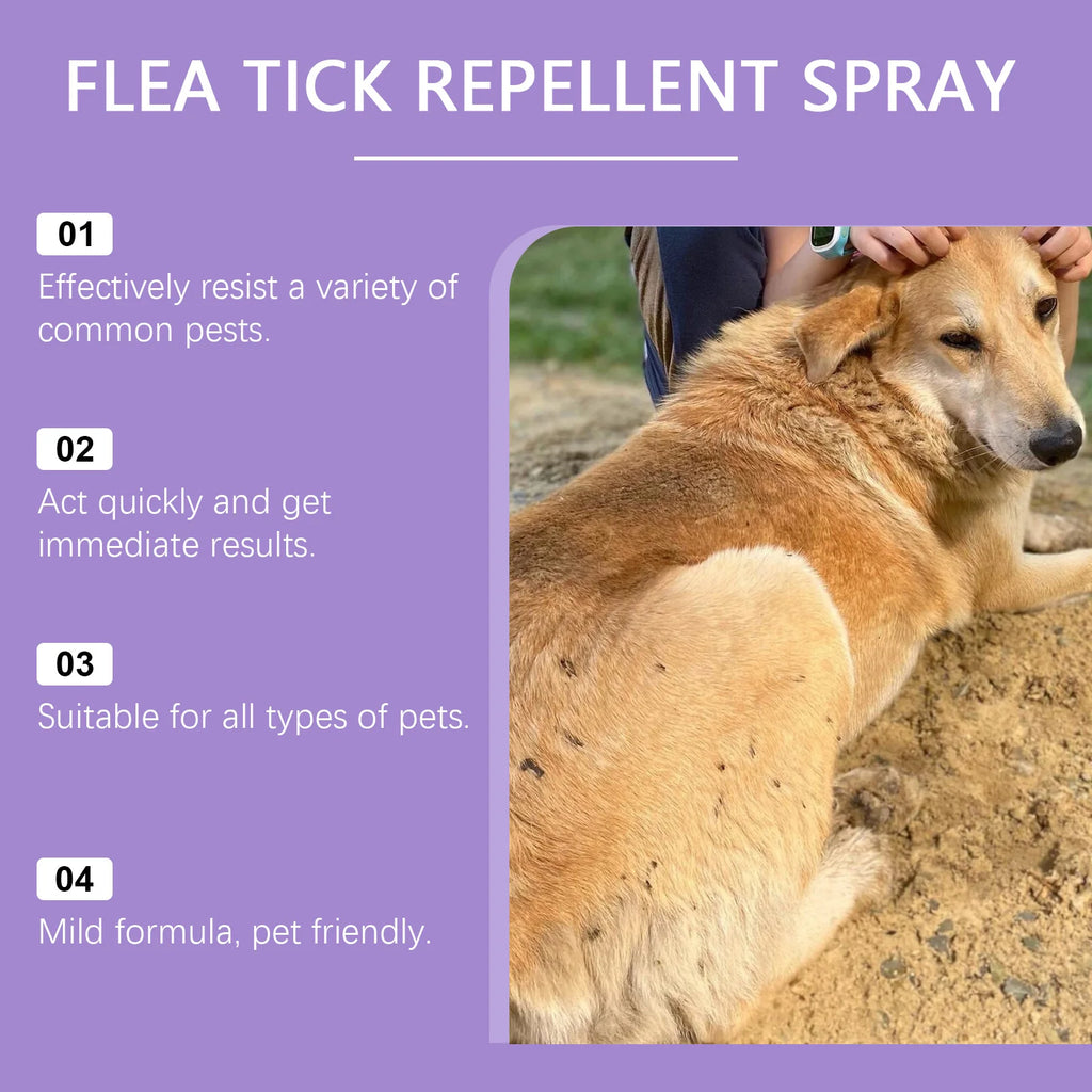 Pet Flea Tick Repellent Spray Waterproof Fur Clean Relieve Skin Itching Remove Mite Lice Dogs Cats External Insect Spray 50ml
