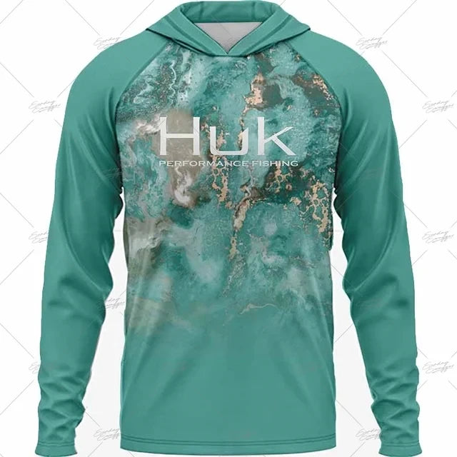 Summer Fishing Shirts HUK Long Sleeve Hooded Fishing Clothing Men's Upf 50+ Jerseys Breathabble Fishing T-shirts Camisa De Pesca