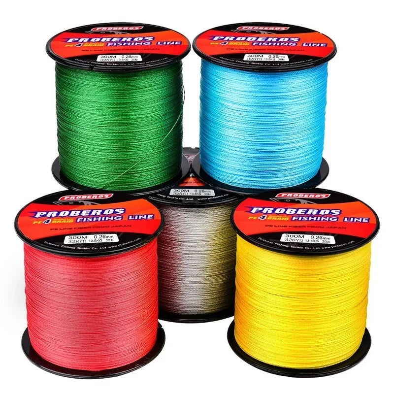 Fishing Line 300M, Durable Dyneema Material, Grey/Yellow/Blue/Green/Red, for Sea Fishing and Rock Fishing Main Line