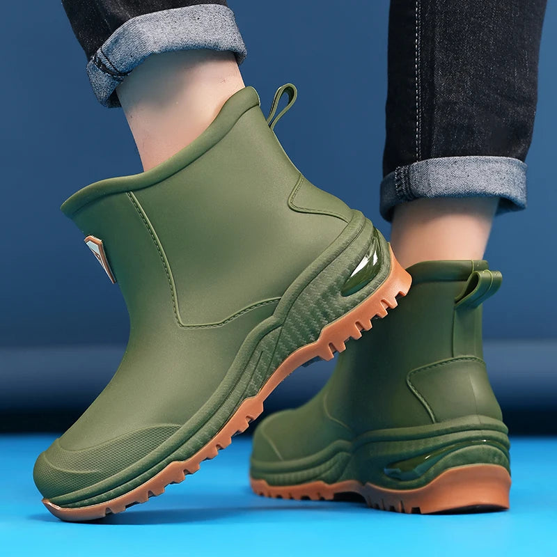 Men's & Woman's Rain Boots Outdoor Wear-Resistant Mountaineering Fishing Non-Slip Short-Tube Waterproof Water Shoes Rain Boots