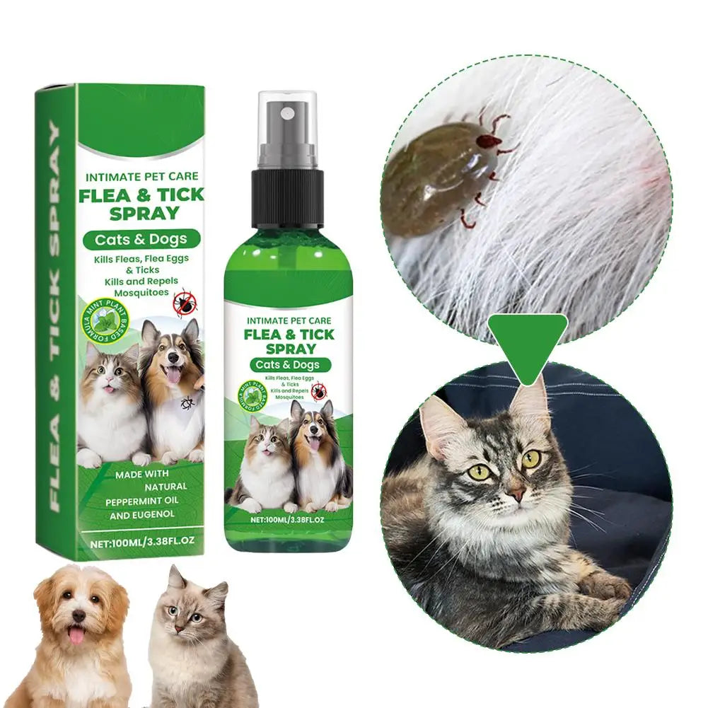 Pet Flea & Tick Spray for Dogs Cats 100ml Flea Killer Itching Relief Insect Repellent Mite Lice Mosquitoes Killer Pet Skin Care