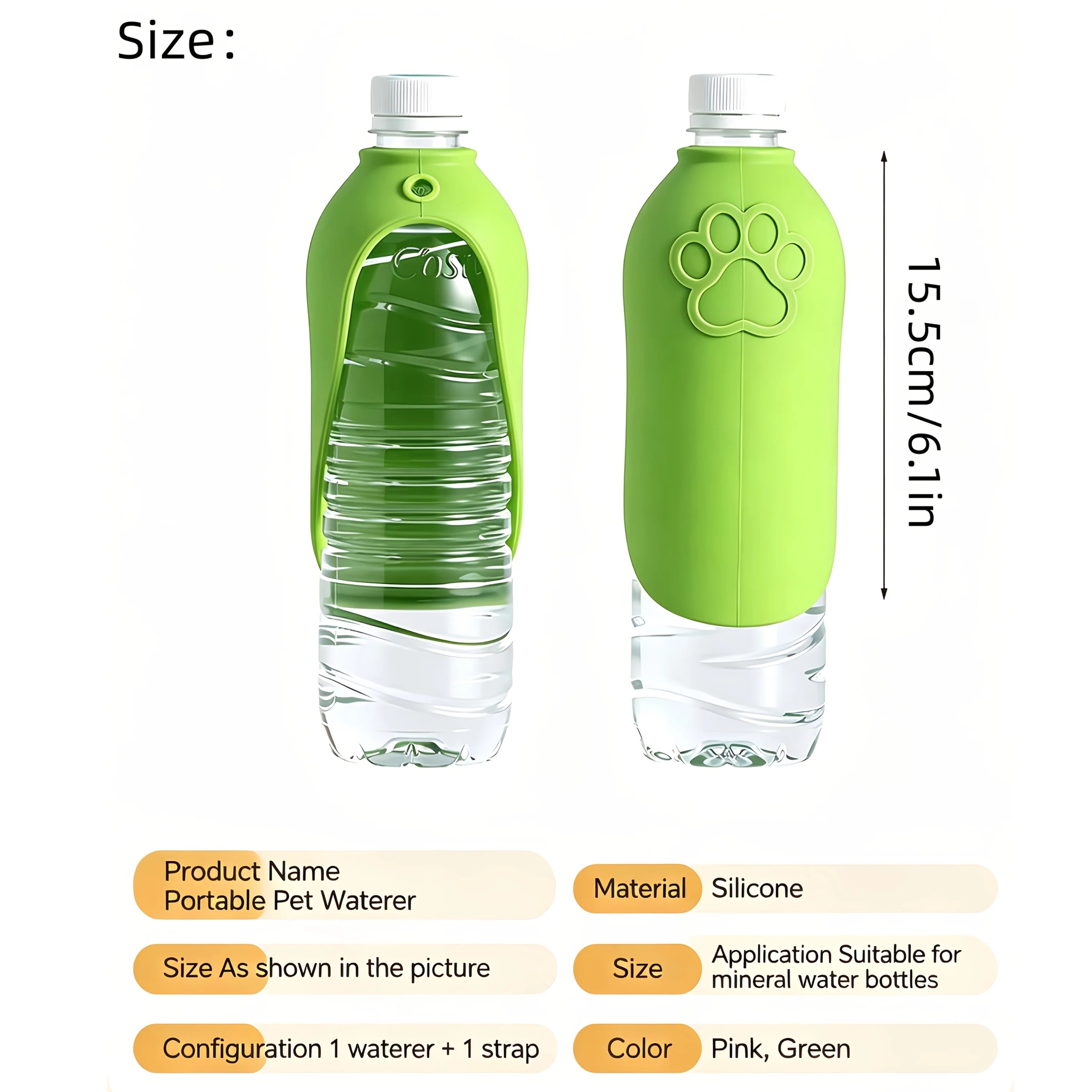 2pc Outdoor Water Drinking Tool for Walking Dogs! Can be paired with mineral water bottles. Food grade silicone for daily walks.