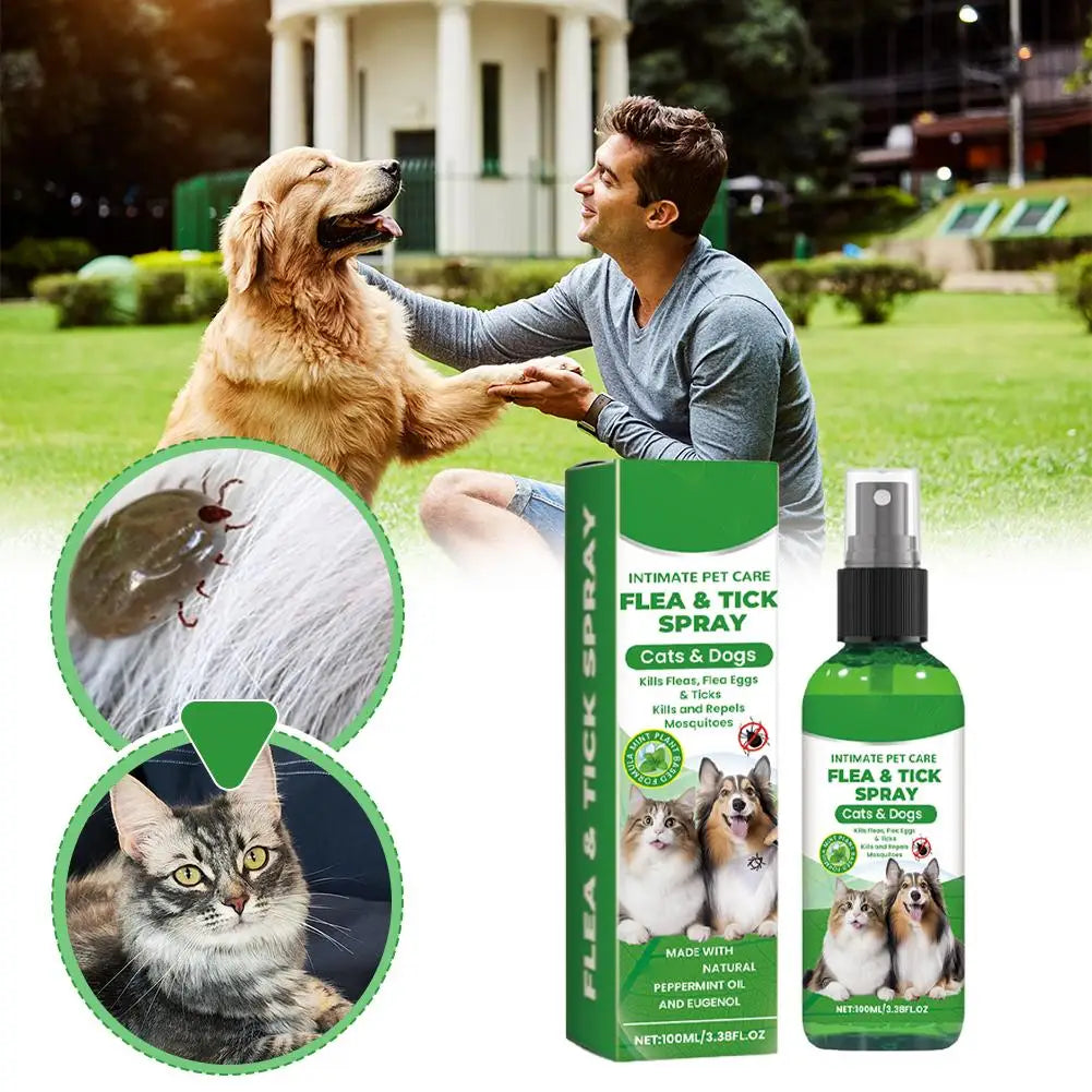 Pet Flea & Tick Spray for Dogs Cats 100ml Flea Killer Itching Relief Insect Repellent Mite Lice Mosquitoes Killer Pet Skin Care