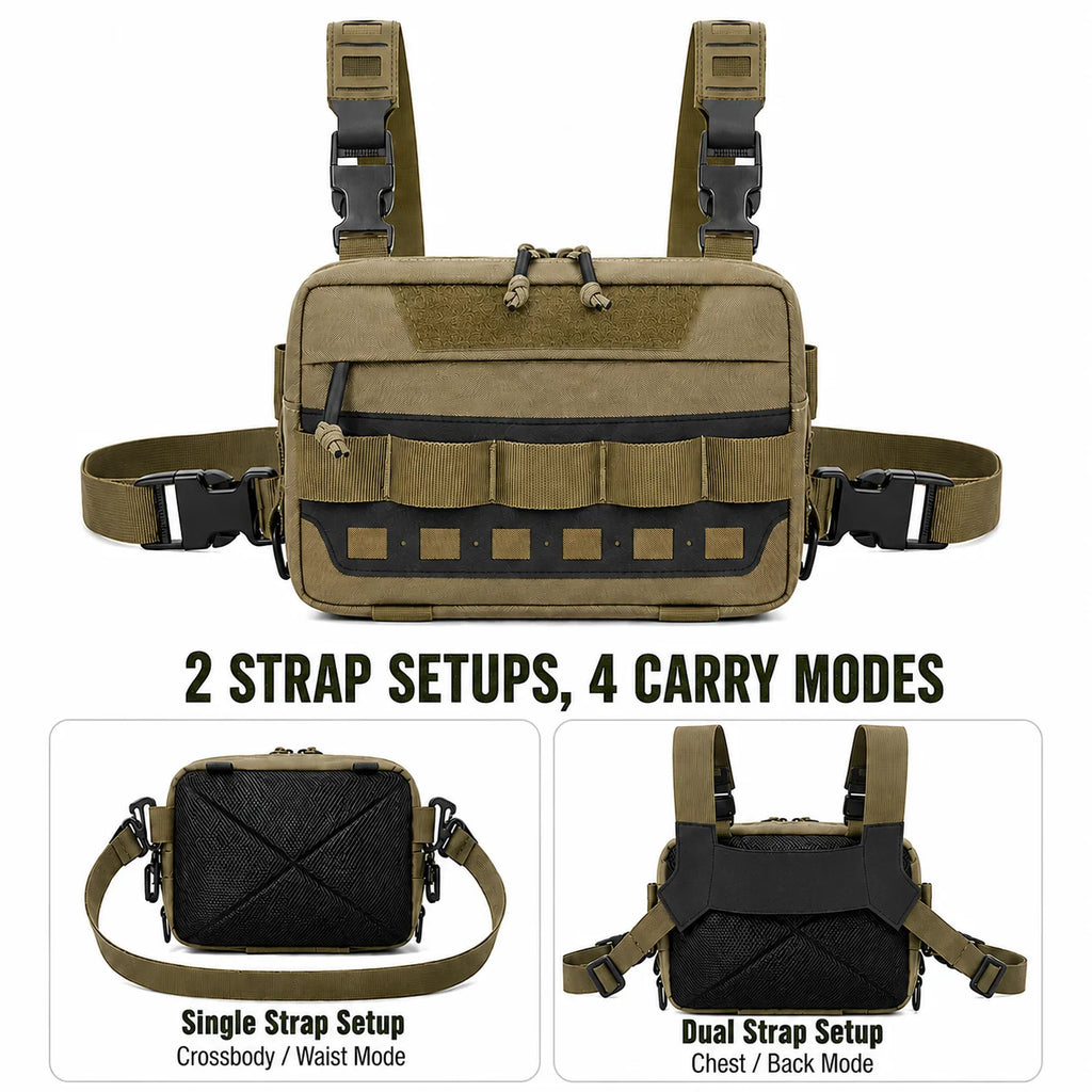 Chest Bag Fishing Waist Bag Fishing Quick Access Lure Fishing Bag Outdoor MOLLE Tackle Bag for Hiking Camping Cycling