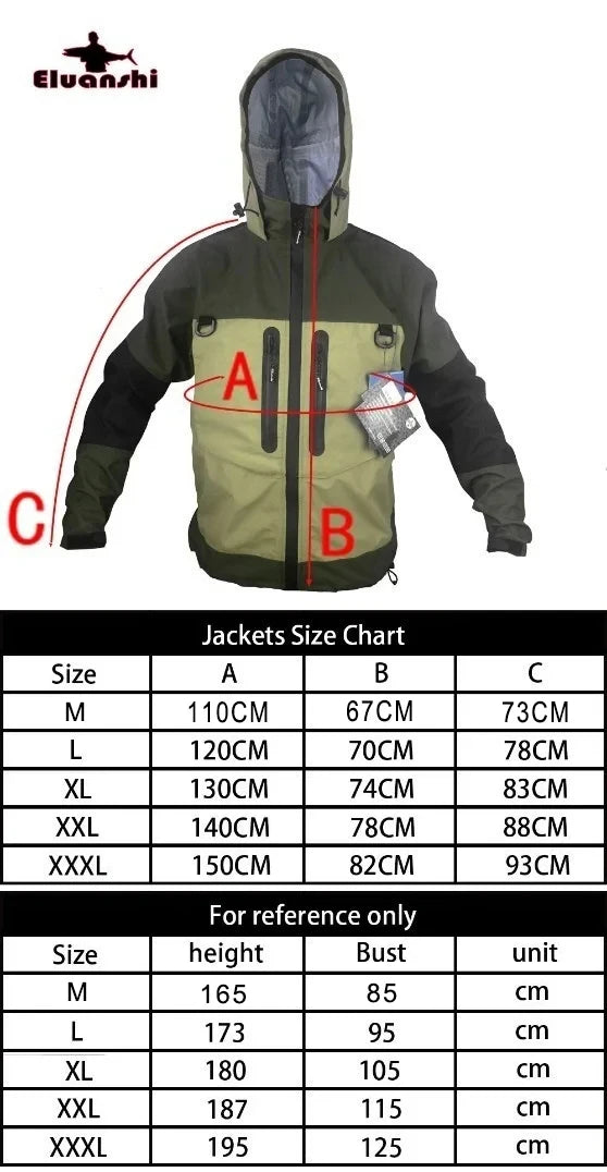 Hunting / Breathable Wader Fly Fishing Jacket Waterproof Wading Jacket Fishing Clothes Fishing Outerwear