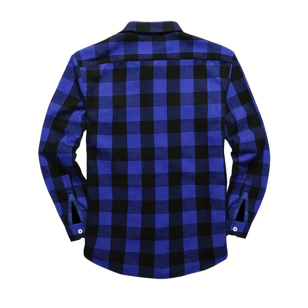 New Plaid Flannel Shirt for Men Long Sleeve Casual Shirts Spring Autumn Button -up 2-Pocket Colthing Tops Classic Men's Shirts