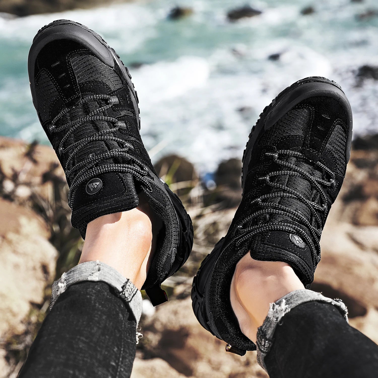 Men's Hiking Shoes Suede Leather Outdoor Shoes Wear-resistant Men Trekking Walking Hunting Tactical Sneakers