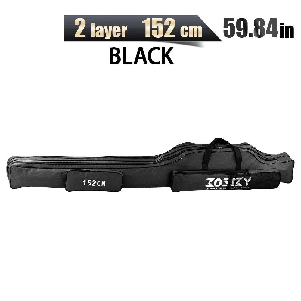 Portable Foldable Fishing Rod Bag Case - Waterproof Oxford Rod Carrier with Reel Storage, 122 / 152 / 182 cm (48 / 60 / 72 in)