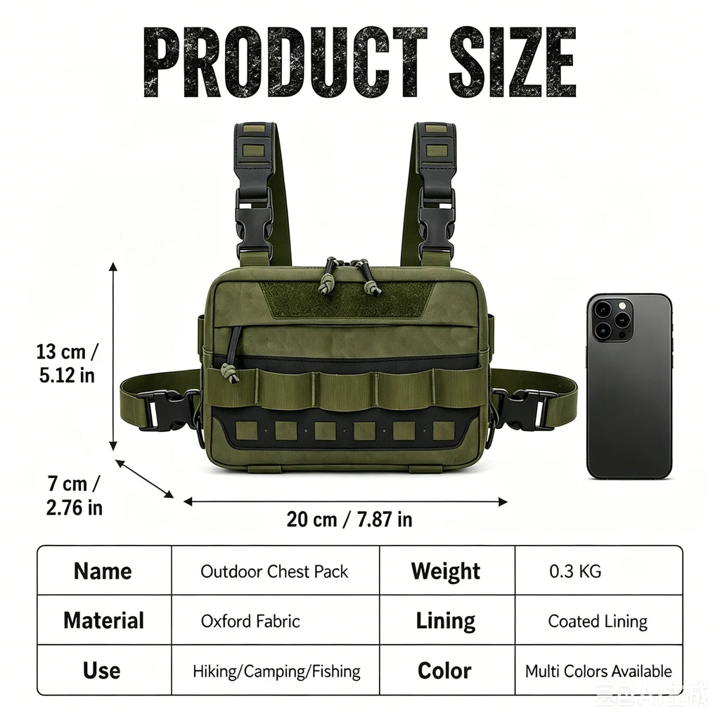Chest Bag Fishing Waist Bag Fishing Quick Access Lure Fishing Bag Outdoor MOLLE Tackle Bag for Hiking Camping Cycling