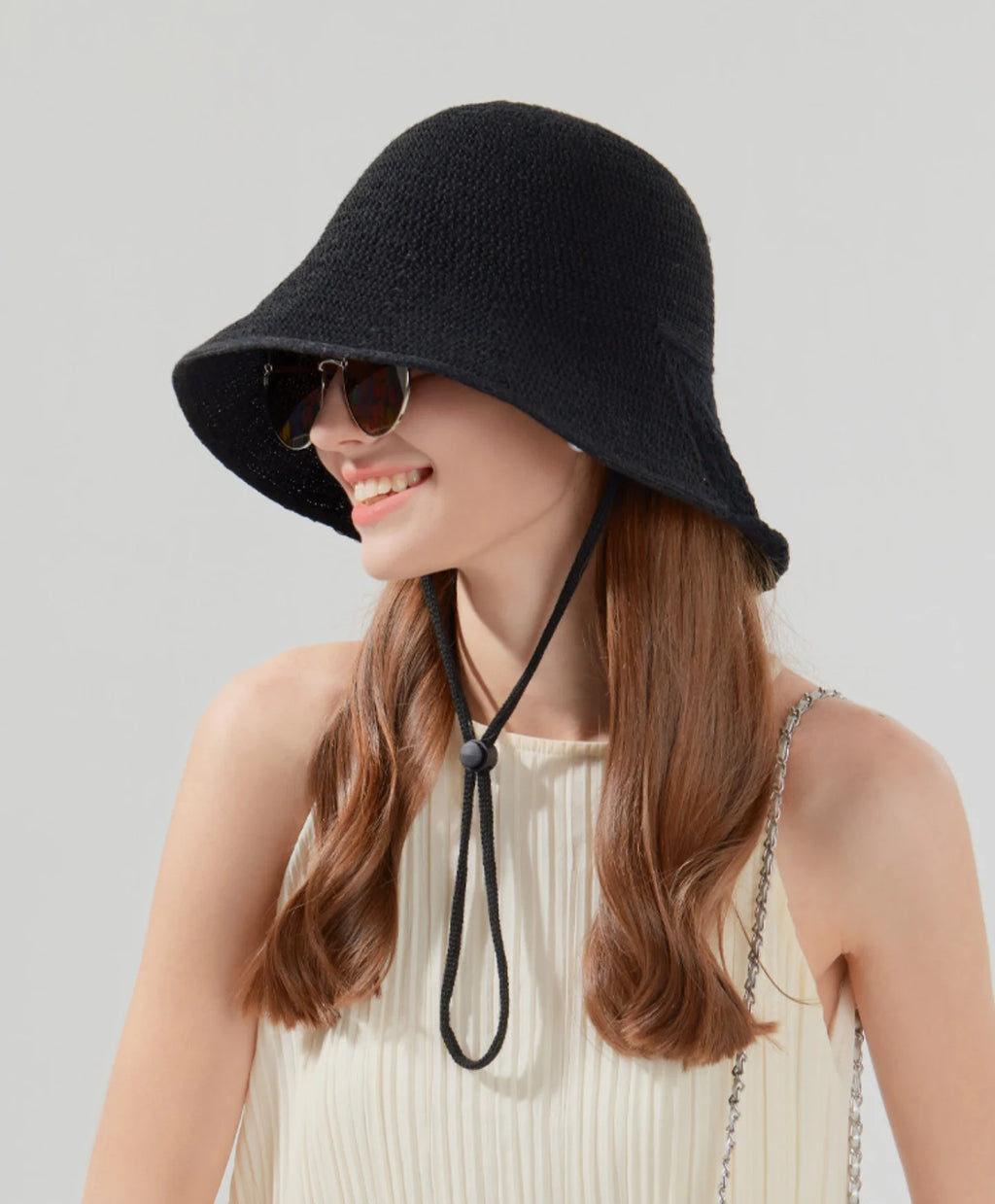 Hand-Woven Hollow-Out Fisherman's Hat with Button Design - Breathable and Comfortable - Sun Protection Hat for Daily Commuting and Beach Vacations - Holiday Gift