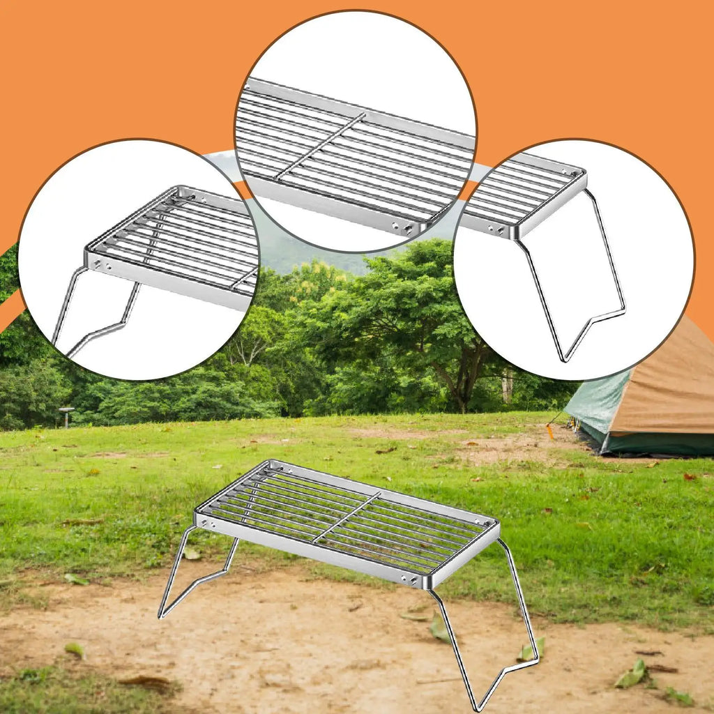 Multipurpose Folding Campfire Grill Rack Space Saving Practical Outdoor BBQ Cooking Grilling Equipment for Camping Travel