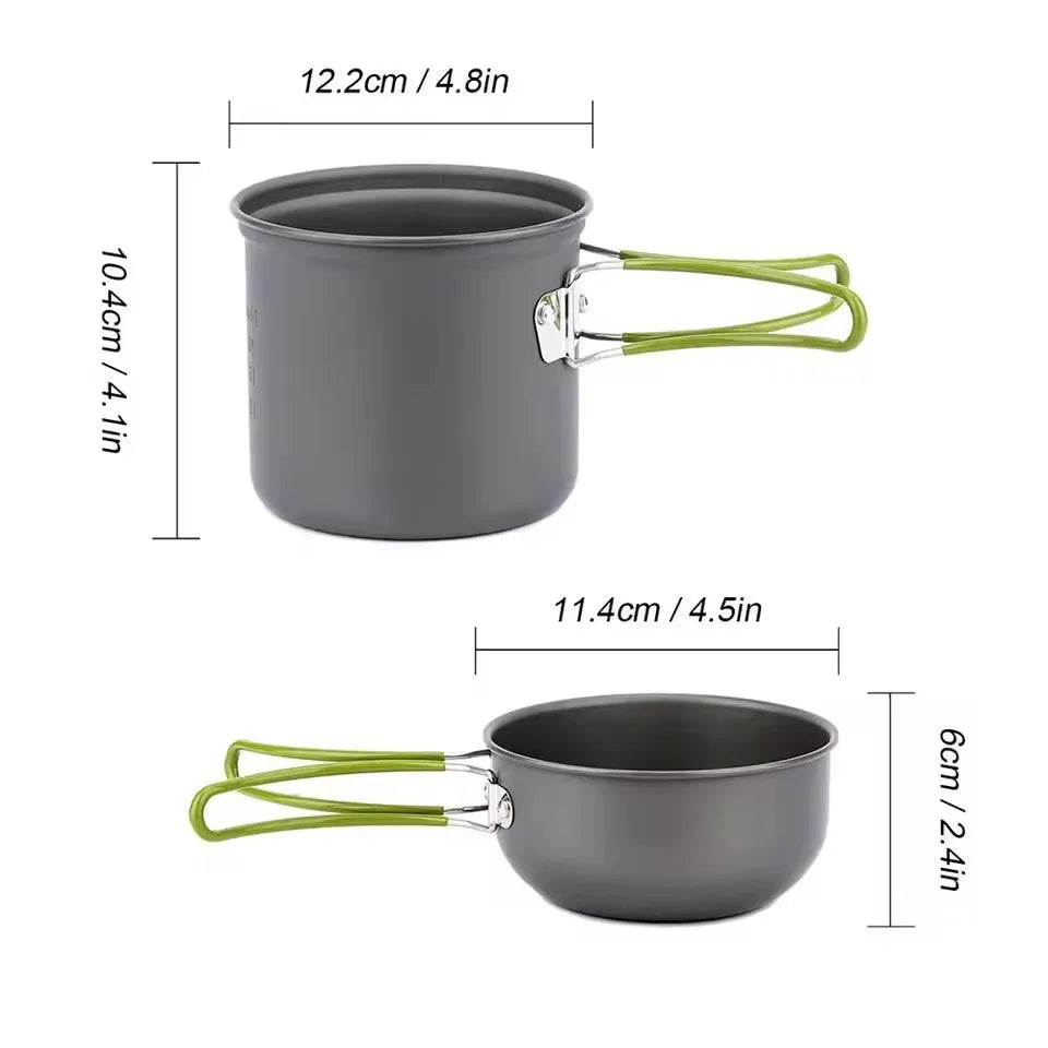 Ultralight Camping Cookware Mess Kit Camping Pot Set Outdoor Cooking Tableware for Hiking Trekking Picnic Fishing Mountaineering