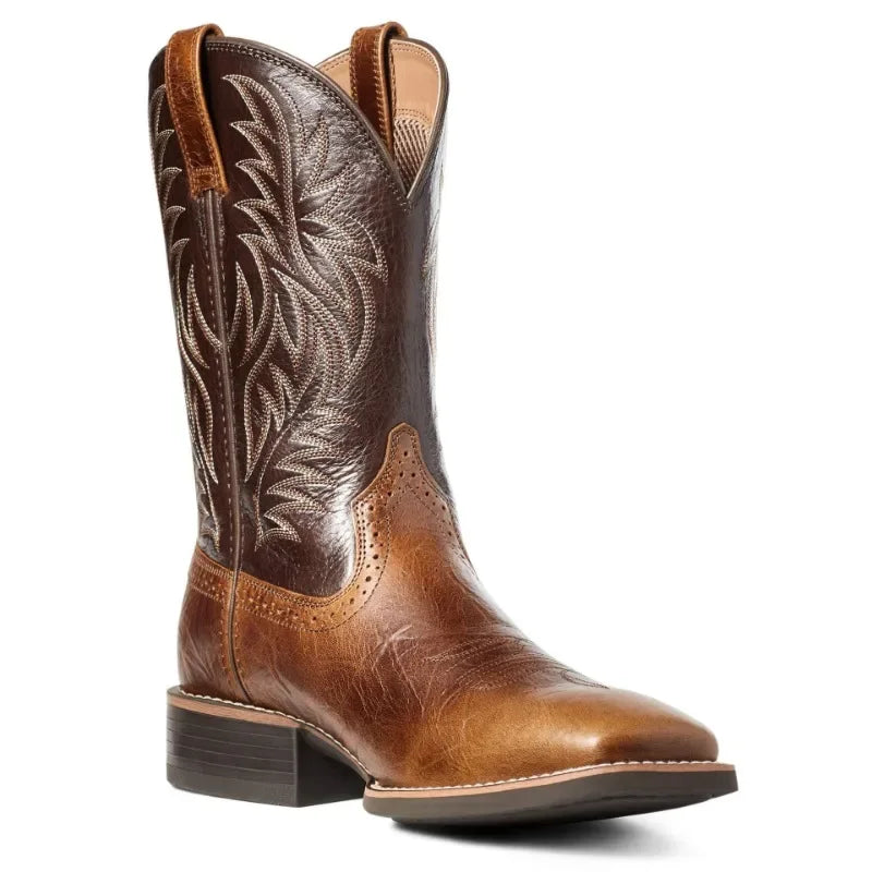 Men High Boots Embroidery Handmade Men's Boots Western Cowboy Boot Pointed Toe Boots Hand Stitching Outdoor Men's Shoes