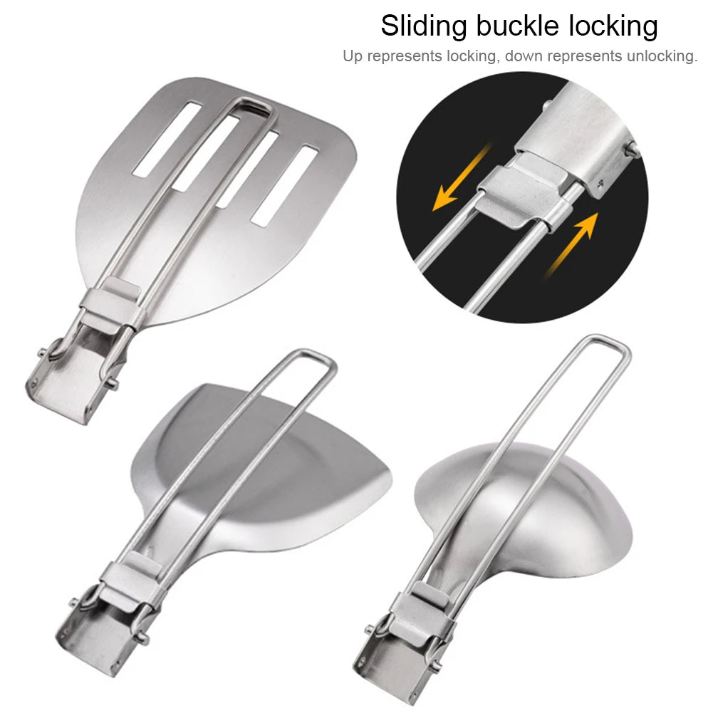 Cooking Utensils Stainless Steel Camping Cooking Utensils Foldable Lightweight Dinnerware Travel Picnic Equipment Supplies