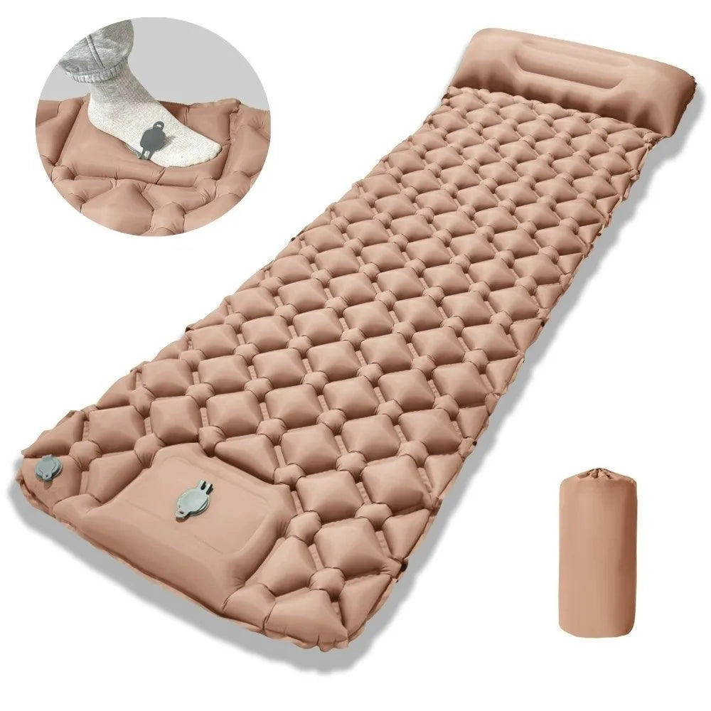 Built-in Pump Camping Air Mattress Tear-Resistant Thickened Pad Inflatable Mattress Foldable Portable Inflatable Sleeping Pad