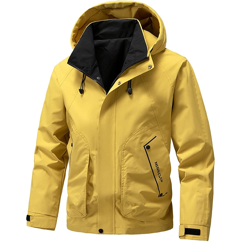 Men's Hiking Jacket Waterproof Hooded Zip Up Jacket Lightweight Spring and Autumn Outerwear Coats Men Camping Trekking Clothes