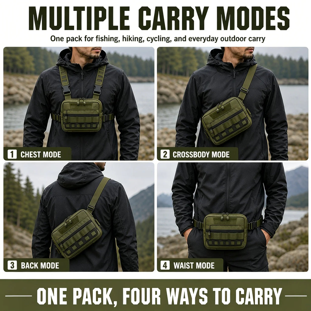 Chest Bag Fishing Waist Bag Fishing Quick Access Lure Fishing Bag Outdoor MOLLE Tackle Bag for Hiking Camping Cycling