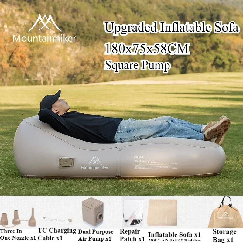 MOUNTAINHIKER Automatic Fast Inflatable Air Sofa Bed  Upgraded Outdoor Portable Air Mattress Lazy Cushion Camping Sleeping Mat