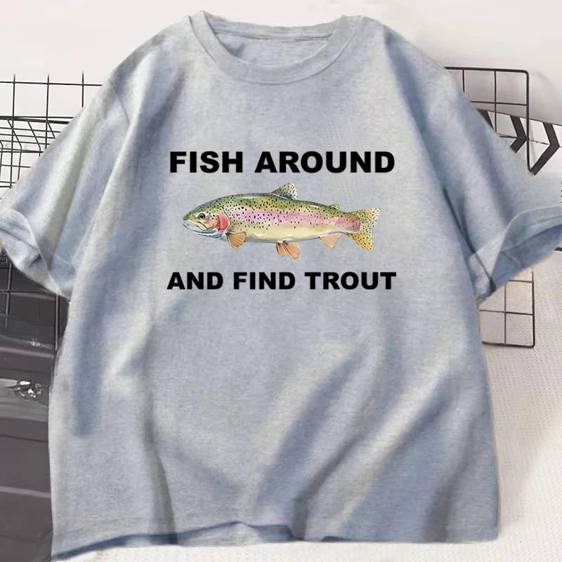 Funny Colorful Fish Print Shirts Humor Tee Short Sleeve Unisex Men Women Clothes Tops New Style Hot Sale Fishing T-shirt for Men