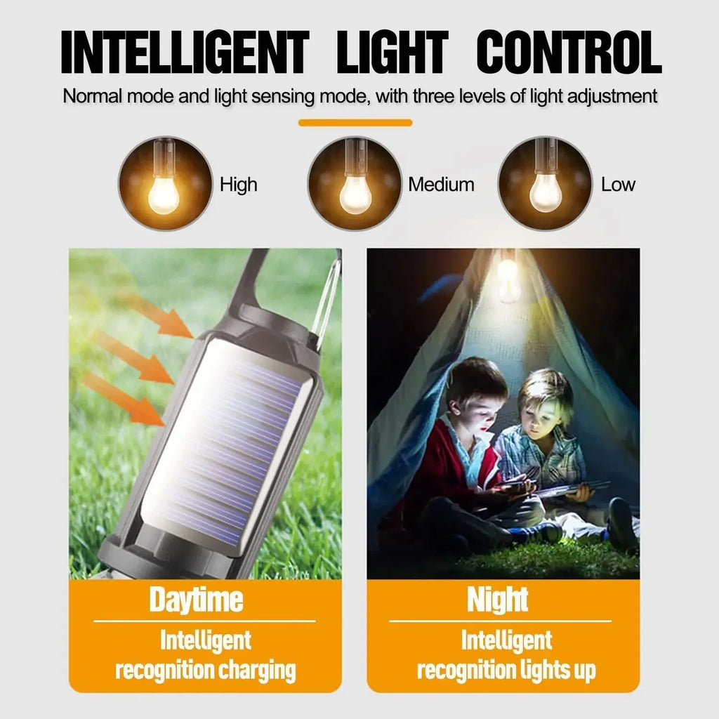 Solar Powered Camping Light Portable Led Camping Light Super Bright Solar Lantern for Emergency Waterproof Rechargeable Tent