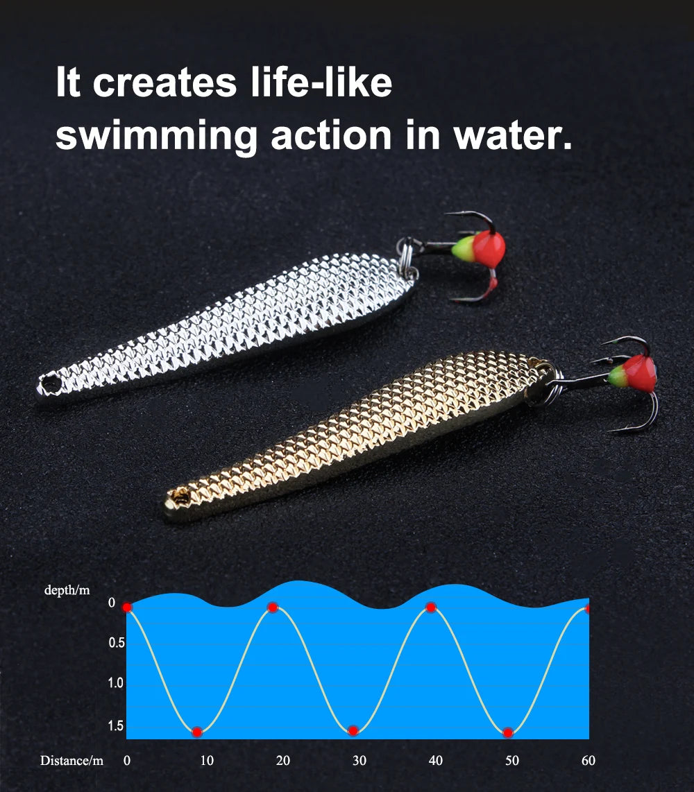 FTK 55mm 70mm Ice Fishing Lure Jigs Spoon 5g/12g Balancers Hard Fishing Bait With Treble Hook for Winter Pesca Fishing Tackle