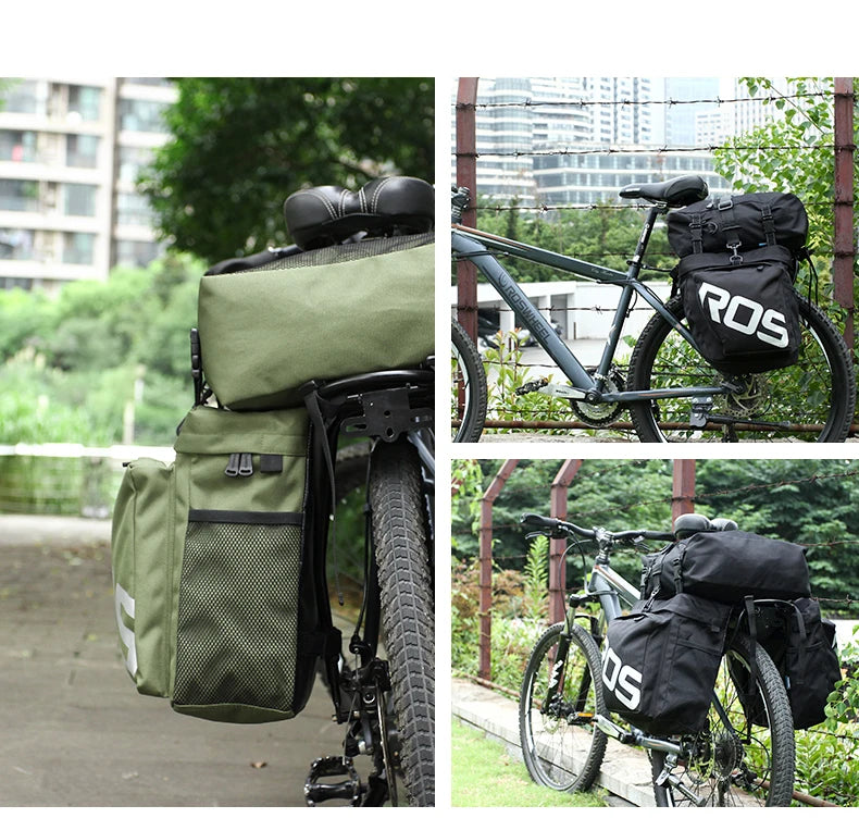 37L Large Capacity Double Side Bike Carrier Rack Bag 3 In 1 Waterproof Road Bicycle Luggage Pannier Rear Pack Seat Trunk Bag