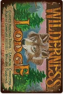 Hunting Sign Vintage Metal Sign Wooden House Wall Decor for Hunter Man Cave Gift Pistola  Metal Decorative 8 * 12 Inch