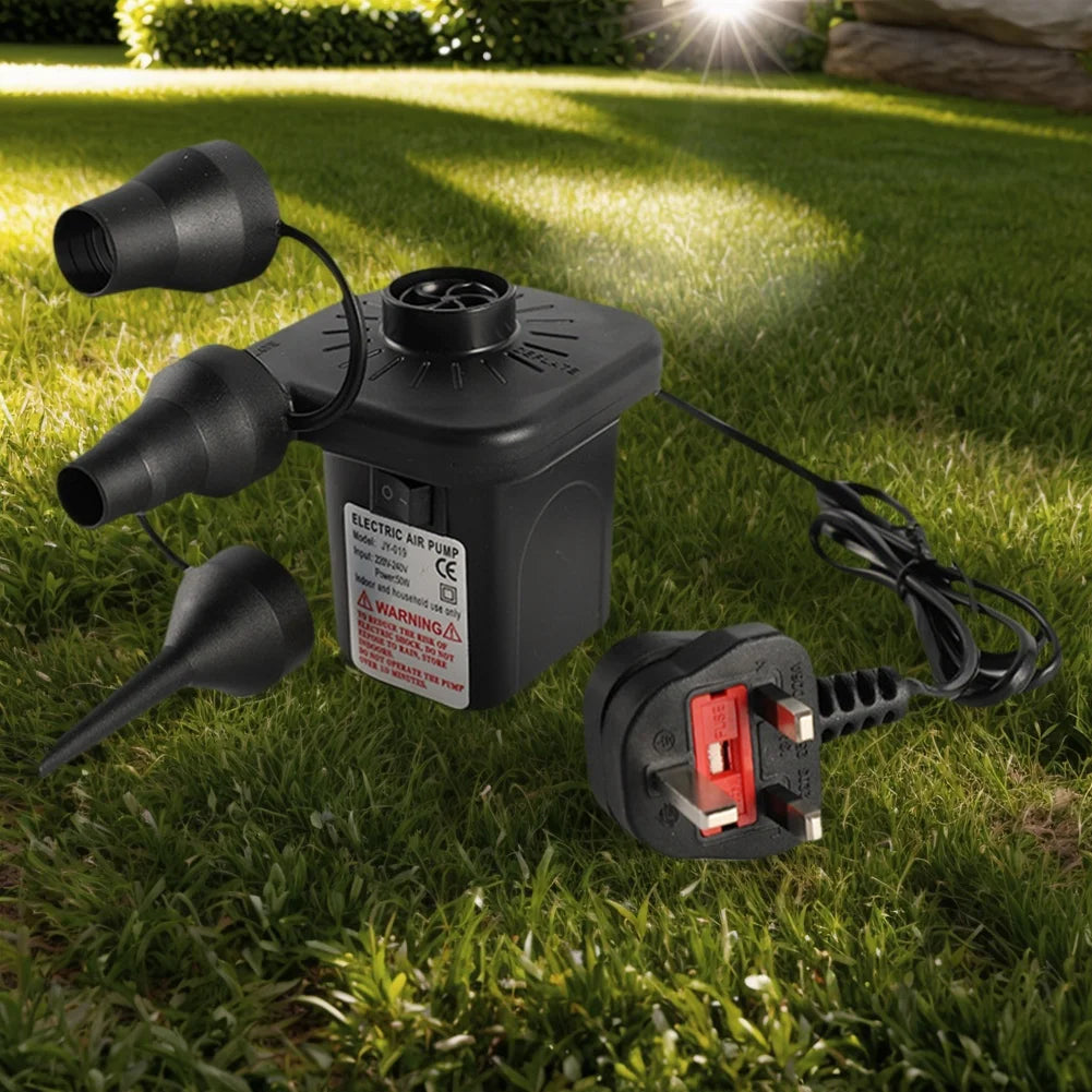 Electric Air Pump with 3 Nozzles Portable Air Mattress Pump Quick-Fill Inflator/Deflator Pumps for Inflatables Air Cushion Bed
