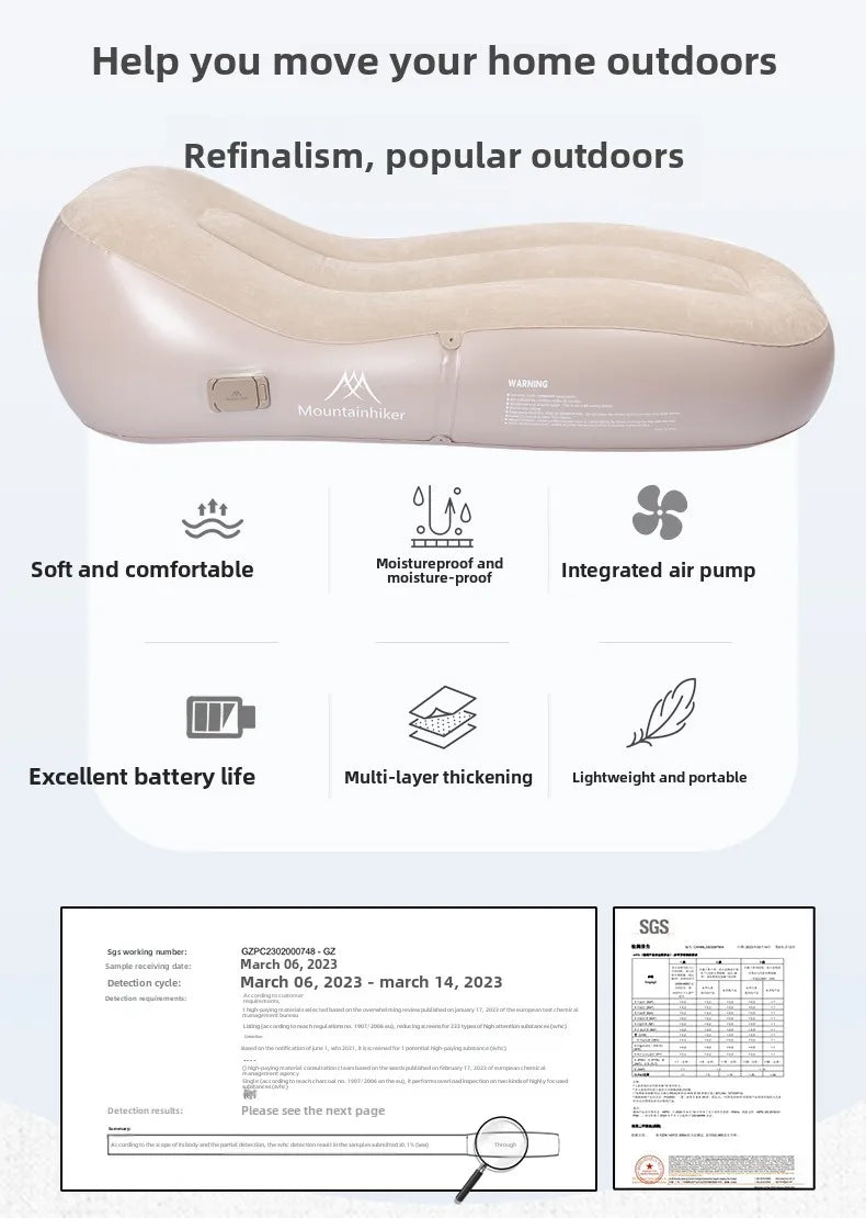 MOUNTAINHIKER Automatic Fast Inflatable Air Sofa Bed  Upgraded Outdoor Portable Air Mattress Lazy Cushion Camping Sleeping Mat