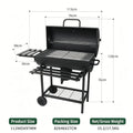 Charcoal BBQ Grills Outdoor: Spacious Barrel Barbecue Grill with Side Front Table Premium BBQ Smoker Combo for Backyard Cooking