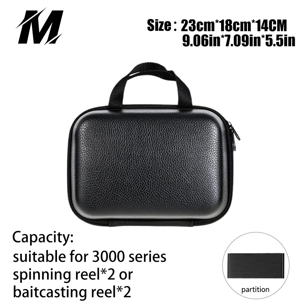 Waterproof PU Spinning Reel Bag — EVA Padded Fishing Reel Case (S/M/L)