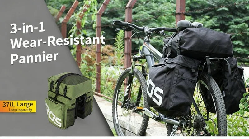 37L Large Capacity Double Side Bike Carrier Rack Bag 3 In 1 Waterproof Road Bicycle Luggage Pannier Rear Pack Seat Trunk Bag